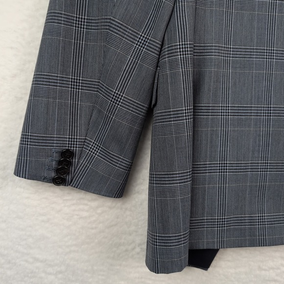Vitale Barberis Canonico Super 120s Blue Plaid Blazer 38S Banana Republic Slim - Picture 6 of 10